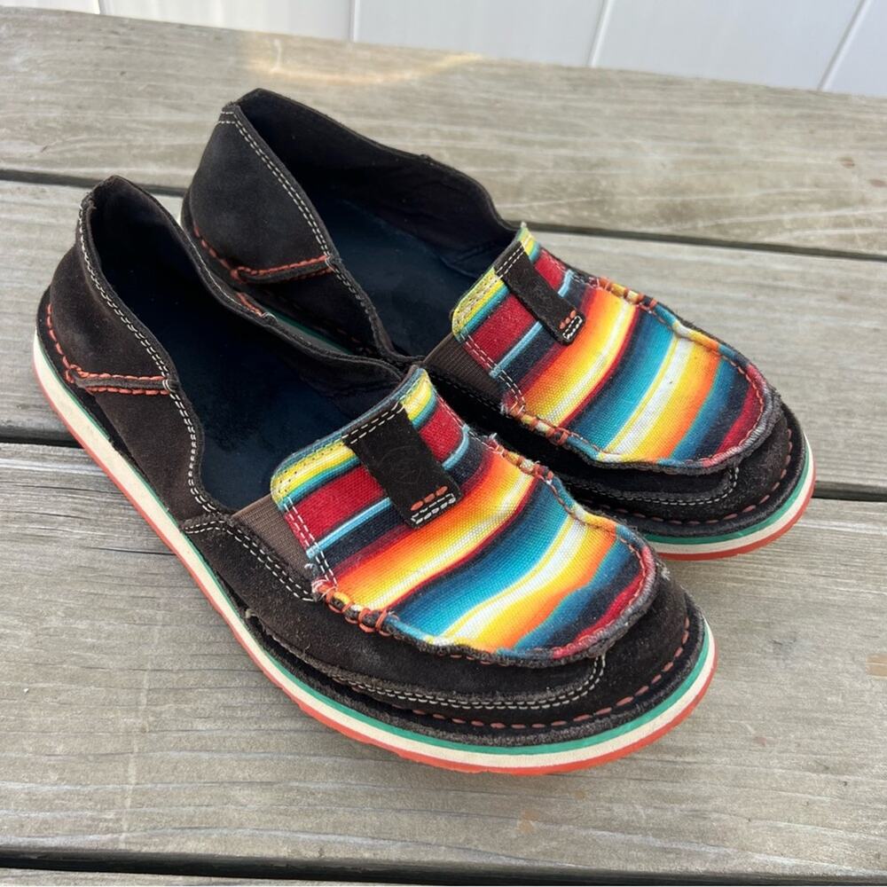 Ariat Cruisers Chocolate Boho Aztec Saddle Blanket Sunset Stripe Shoes 8.5B